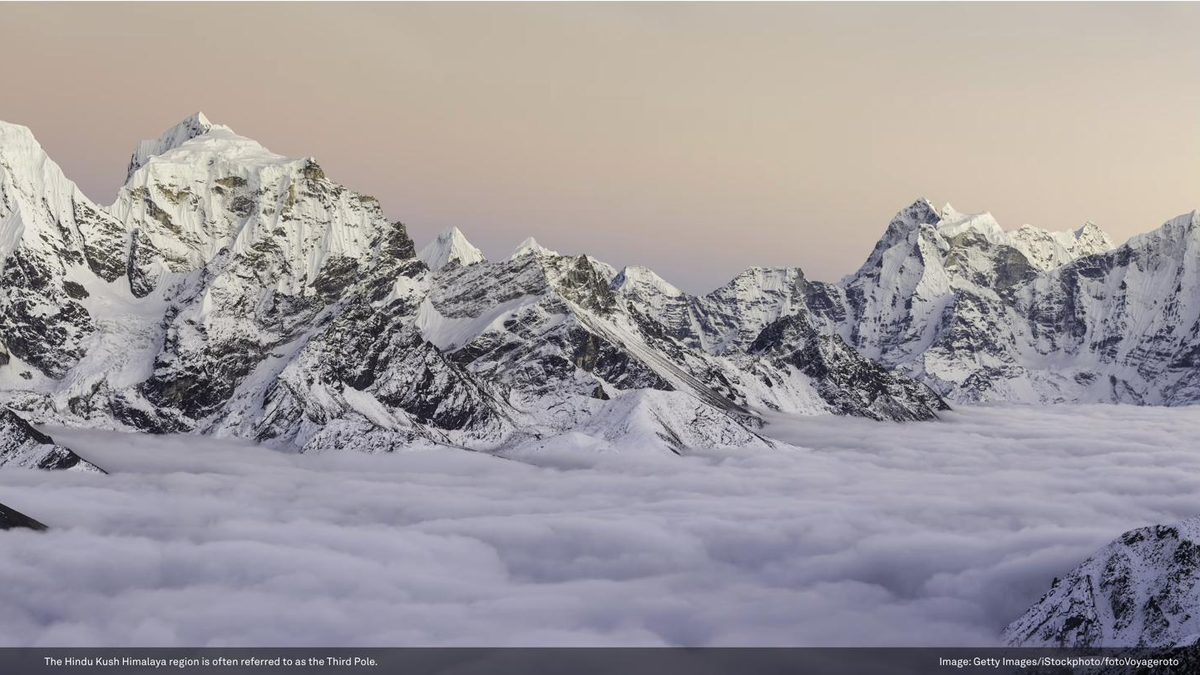 The peaks of the Hindu Kush Himalaya above cloud, the region known as the Third Pole