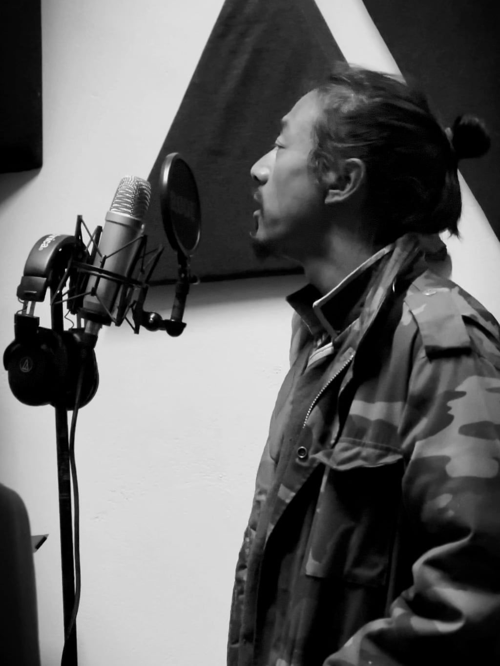 Hillary O’Sullivan recording the narration for The Girl and Her Piano